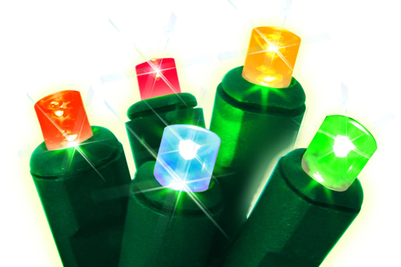 Set Of 50 Multi-Colored Always Lite Commercial Grade Wide Angle Twinkle Christmas Lights - Green Wire 3 Set Of 50 Multi-Colored Always Lite Commercial Grade Wide Angle Twinkle Christmas Lights - Green Wire