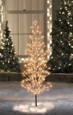 6' Pre-Lit LED Brown Artificial Christmas Tree With Icicle Lights- Clear Lights -Christmas Decoration Store 18 11217wae 6 92337.1667572595