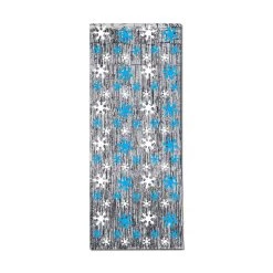 Pack Of 6 Christmas Snowflake Gleam 'N Silver Fringed Curtain 8'