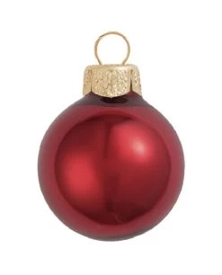 40ct Burgundy Red Glass Pearl Christmas Ball Ornaments 1.5" (35mm)