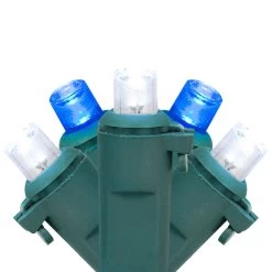 50ct Blue And White LED Wide Angle Mini Christmas Lights, 16.25ft Green Wire