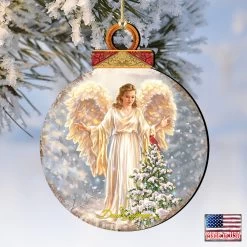 Set Of 2 Angel And Cardinal In A Woodland Wooden Christmas Ornaments 5.5" -Christmas Decoration Store 8021046 1565 4 07990.1667548835