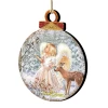 Set Of 2 Angel With Friends In The Woodland Round Wooden Christmas Ornaments 5.5" -Christmas Decoration Store 8021122 1703 1 02551.1667548791