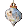 Set Of 2 Angel At The Chapel Onion Shaped Wooden Christmas Ornaments 5.5" -Christmas Decoration Store 8031121 1606 1 84515.1667548767