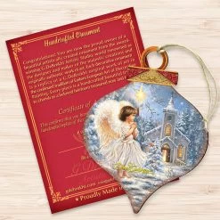 Set Of 2 Angel At The Chapel Onion Shaped Wooden Christmas Ornaments 5.5" -Christmas Decoration Store 8031121 1606 3 49422.1667548768