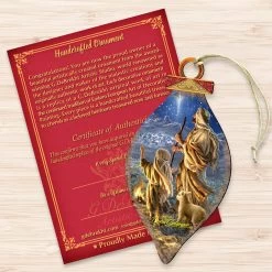 Set Of 2 Watching Shepherds Finial Teardrop Shaped Wooden Christmas Ornaments 5.5" -Christmas Decoration Store 8041025 1838 3 06411.1667548784