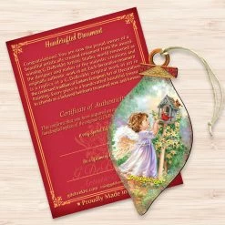 Set Of 2 Little Angel With Cardinals In Their House Wooden Ornaments 5.5" -Christmas Decoration Store 8041150 dg 3 52128.1667548792