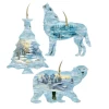 Set Of 3 Snowy Christmas Tree Polar Bear And Wolf Wooden Ornaments 5.5" -Christmas Decoration Store 8100043s3 1 21722.1667549628