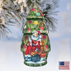 Set Of 2 Santa Claus In A Christmas Tree Wooden Ornaments 5.5" 9 Set Of 2 Santa Claus In A Christmas Tree Wooden Ornaments 5.5" -Christmas Decoration Store 8110802 4 58498.1667549780