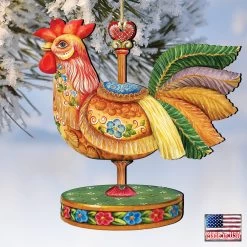 Set Of 2 Rooster Carousel Wooden Christmas Ornaments 5.5" 9 Set Of 2 Rooster Carousel Wooden Christmas Ornaments 5.5" -Christmas Decoration Store 8114038 4 17351.1667549776
