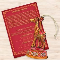Set Of 2 Floral Giraffe Carousel Wooden Christmas Ornaments 5.5" -Christmas Decoration Store 8114048 3 24515.1667549786