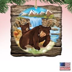 Set Of 2 Adorable Bears In A Cabin Wooden Christmas Ornaments 5.5" -Christmas Decoration Store 8114081 4 01859.1667549799