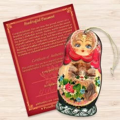 Set Of 2 Matreshka Doll With Cute Cat Wooden Christmas Ornaments 5.5" -Christmas Decoration Store 8115059 3 76803.1667549818