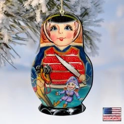 Set Of 2 Matreshka Doll Nutcracker Soldier Wooden Christmas Ornaments 5.5" -Christmas Decoration Store 8115151 4 88412.1667549827