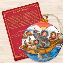Set Of 2 Ride The Waves To North Pole Santa Wooden Christmas Ornaments 5.5" -Christmas Decoration Store 8117418 3 95881.1667549859