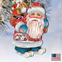 Set Of 2 Santa Claus Is Coming To Town Wooden Christmas Ornaments 5.5" -Christmas Decoration Store 8117663 4 64764.1667549868