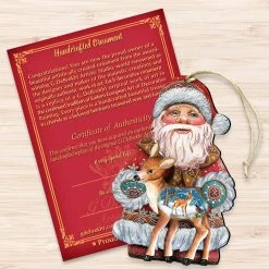 Set Of 2 Santa Claus Fawn Wooden Christmas Ornaments 5.5" -Christmas Decoration Store 8118081 3 45811.1667549885