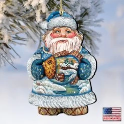 Set Of 2 Santa Claus Goldfish Wooden Christmas Ornaments 5.5" -Christmas Decoration Store 8118201 4 79321.1667549891