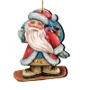 Set Of 2 Sliding Santa With Bird Wooden Christmas Ornaments 5.5" -Christmas Decoration Store 8119171 1 96589.1667549899