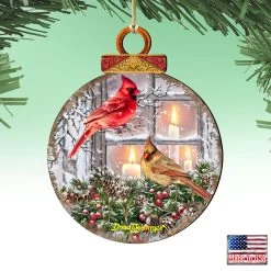 Set Of 2 Winter House With Cardinals Round Wooden Christmas Ornaments 5.5" 9 Set Of 2 Winter House With Cardinals Round Wooden Christmas Ornaments 5.5" -Christmas Decoration Store 8121126dg 4 35105.1667549914