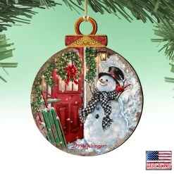 Set Of 2 Winter Is Coming Snowman Wooden Christmas Ornaments 5.5" -Christmas Decoration Store 8121127dg 4 76533.1667549915