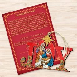 Set Of 2 Magnificent Nativity "Joy" Wooden Christmas Ornaments 5.5" -Christmas Decoration Store 8121456 3 04208.1667549917