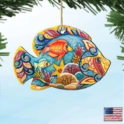 Set Of 2 Vivid Tropical Fish Wooden Christmas Ornaments 5.5" 9 Set Of 2 Vivid Tropical Fish Wooden Christmas Ornaments 5.5" -Christmas Decoration Store 8126121 4 43262.1667549927