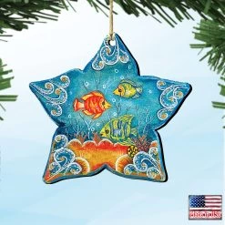 Set Of 2 Sea Star Seaside Wooden Christmas Ornaments 5.5" -Christmas Decoration Store 8126151 4 18041.1667549668