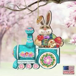 Set Of 2 Easter Bunny Train Ride In A Village Wooden Christmas Ornaments 5.5" -Christmas Decoration Store 8129211 2 4 30602.1667549615
