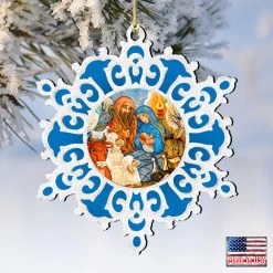 Set Of 2 Snowflake Nativity Scene Wooden Christmas Ornaments 5.5" 9 Set Of 2 Snowflake Nativity Scene Wooden Christmas Ornaments 5.5" -Christmas Decoration Store 8141152 4 66486.1667549622