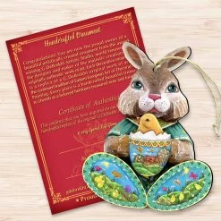 Set Of 2 Easter Bunny Egg With A Chick Wooden Christmas Ornaments 5.5" -Christmas Decoration Store 8144502 3 34415.1667549622