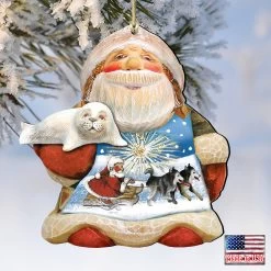 Set Of 2 Santa Northern Lights Of Christmas Wooden Ornaments 5.5" -Christmas Decoration Store 8151844 4 73880.1667549629