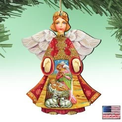 Set Of 2 Angel With Mary And Joseph Wooden Christmas Ornaments 5.5" -Christmas Decoration Store 8154109 4 21810.1667549676