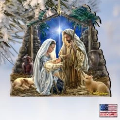Set Of 2 Nativity Glory To God Wooden Christmas Ornaments 5.5" -Christmas Decoration Store 8161010 1722 4 18862.1667549713