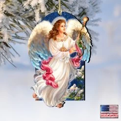 Set Of 2 Luminous Angel Wooden Christmas Ornaments 5.5" -Christmas Decoration Store 8161036 1322 4 46013.1667549732