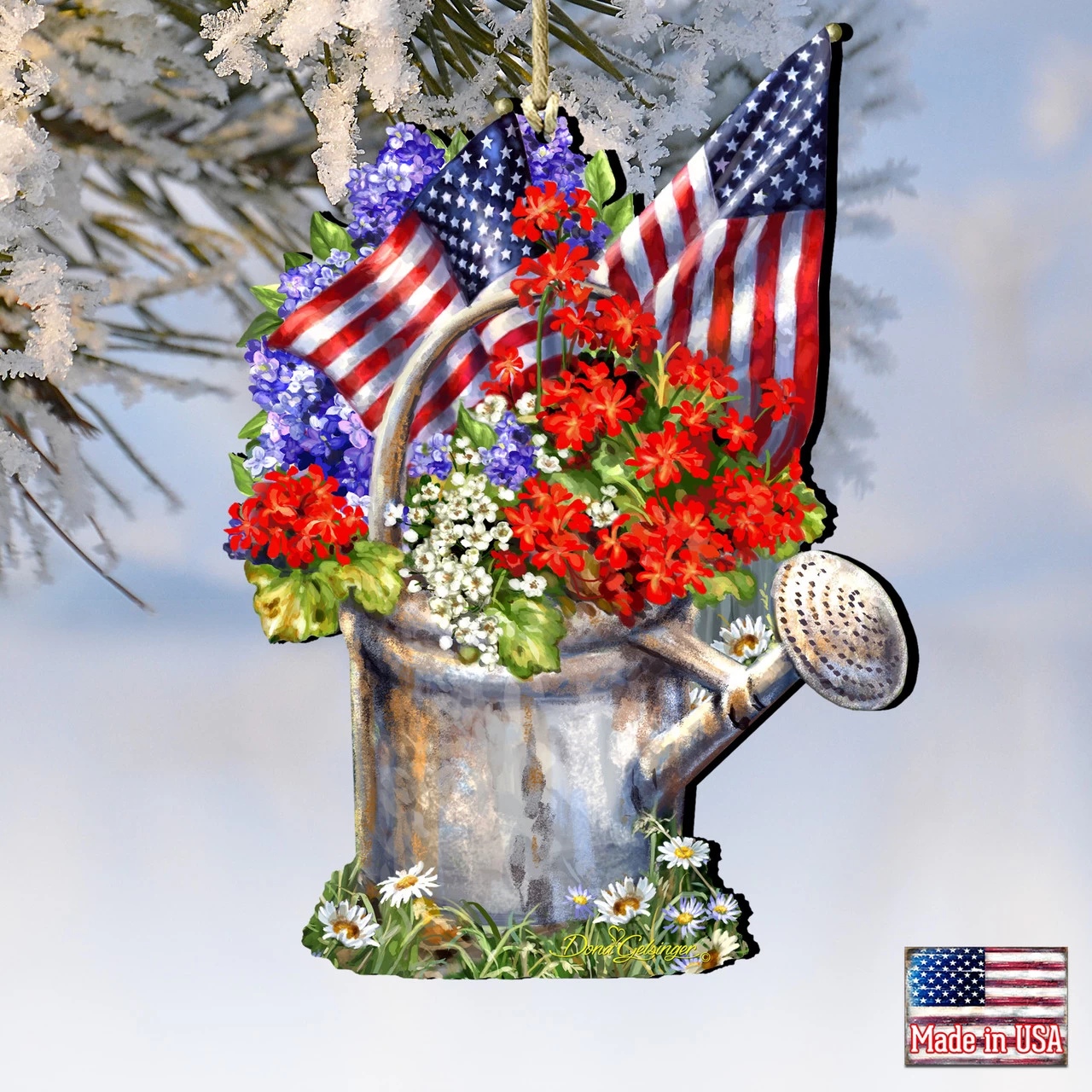 Set Of 2 American Freedom Celebration Wooden Christmas Ornaments 5.5" 6 Set Of 2 American Freedom Celebration Wooden Christmas Ornaments 5.5" - Image 4