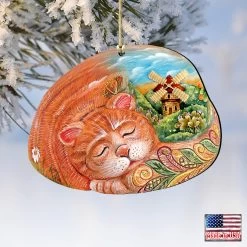 Set Of 2 Sleeping Kitten Wooden Christmas Ornaments 5.5" -Christmas Decoration Store 8185251 4 31580.1667549748