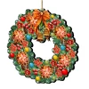 Set Of 2 Christmas Wreath Flowers Wooden Ornaments 5.5" -Christmas Decoration Store 8185307 1 72864.1667549630