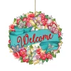 Set Of 2 Butterfly Floral Wreath "Welcome" Wooden ChristmasOrnaments 5.5" -Christmas Decoration Store 8185316 1 94320.1667549642