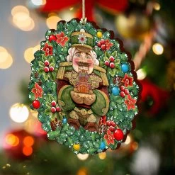 Set Of 2 Nutcracker's Gift Wreath Wooden Christmas Ornaments 5.5" -Christmas Decoration Store 8185321 3 65785.1667549643
