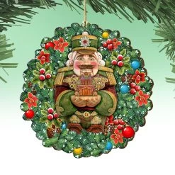 Set Of 2 Nutcracker's Gift Wreath Wooden Christmas Ornaments 5.5" -Christmas Decoration Store 8185321 4 40428.1667549643
