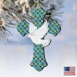 Set Of 2 Cross With White Dove Wooden Christmas Ornaments 5.5" 9 Set Of 2 Cross With White Dove Wooden Christmas Ornaments 5.5" -Christmas Decoration Store 8191163 2 4 90814.1667549651