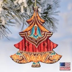Set Of 2 Vivid Christmas Tree Wooden Ornaments 5.5" -Christmas Decoration Store 8193147 4 83325.1667549661