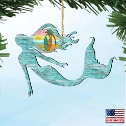 Set Of 2 Mermaid Beach Scene Wooden Christmas Ornaments 5.5" 9 Set Of 2 Mermaid Beach Scene Wooden Christmas Ornaments 5.5" -Christmas Decoration Store 8198514 4 30100.1667549670