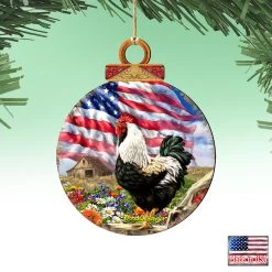 Set Of 2 Rooster American Flag Wooden Christmas Ornaments 5.5" 9 Set Of 2 Rooster American Flag Wooden Christmas Ornaments 5.5" -Christmas Decoration Store 8427104 dg 4 69473.1667549698