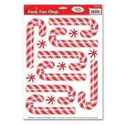 Club Pack Of 168 Candy Cane And Peppermint Candy Window Clings Christmas Decorations 17"