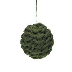 Olive Green Knit Hanging Shatterproof Christmas Ball Ornament 7" (175mm)