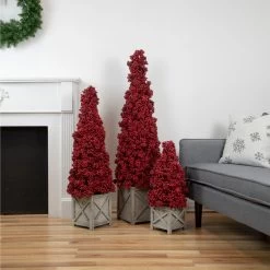 50" Red Berry Cone Potted Christmas Topiary -Christmas Decoration Store allstate zbp076 re2czbp078 re2cxbp077 re style 47589.1667643793
