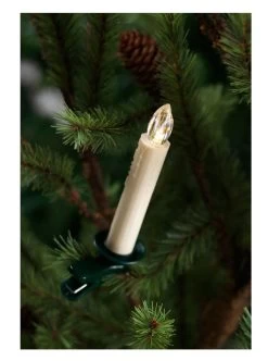 12 Battery Operated White LED Candle Clip-On Christmas Lights - Green Wire