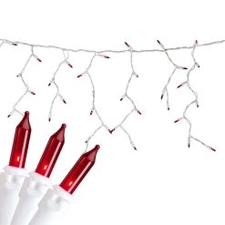 100 Count Red Mini Icicle Christmas Lights - 3.5 Ft White Wire